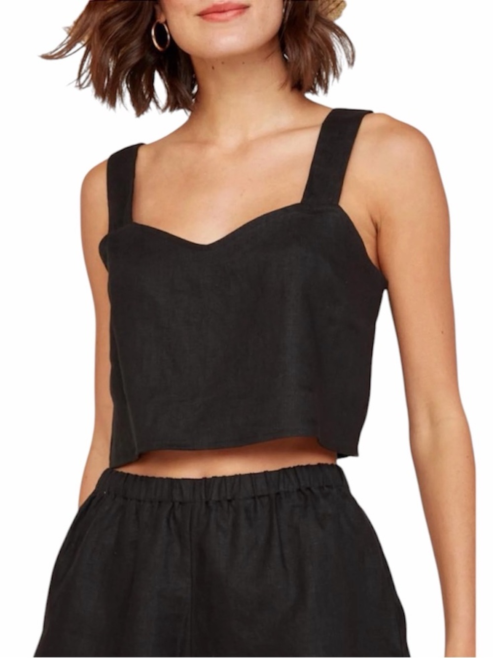 MATE the Label | Women’s 100% Linen Black Crop Top Size Medium NWT